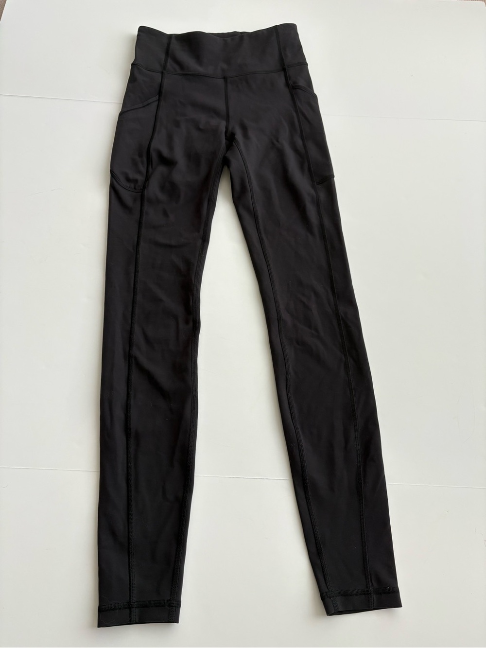 Lululemon Black Full Length Running Leggings Pockets Size 4 28”